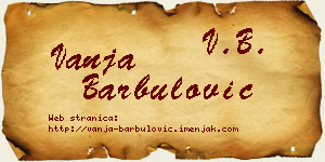 Vanja Barbulović vizit kartica